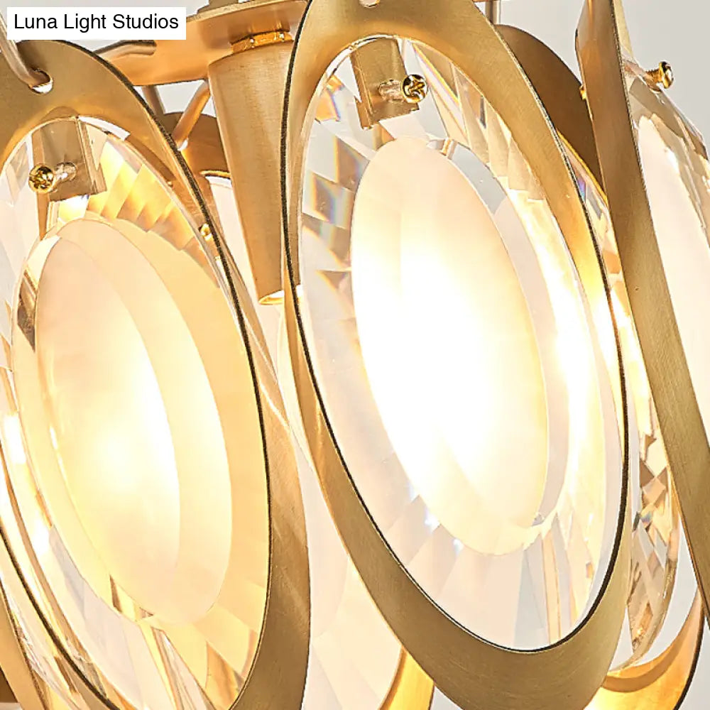 DecorBites™ Contemporary Oval Wall Light with Clear Crystal Deco - Metallic 1-Light Fixture for Living Room
