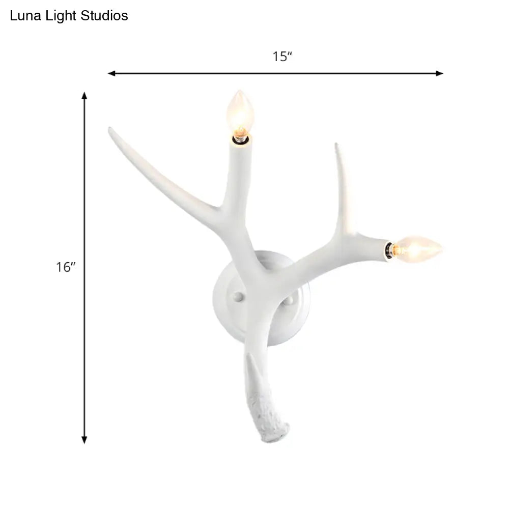 DecorBites™ Contemporary Resin Antler Wall Sconce - 2 Lights, White - Ideal for Restaurants
