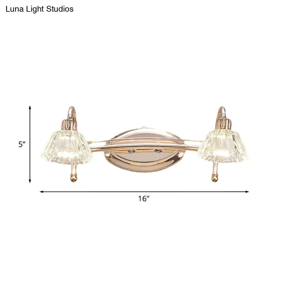 DecorBites™ Contemporary Rose Gold Wall Vanity Light with Crystal Shade - 2/3 Bulbs