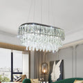 DecorBites™ Contemporary Silver Oval Crystal Drip Pendant Light - 11 Bulbs, Ideal for Guest Rooms and Islands