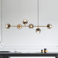 DecorBites™ Contemporary Smoke Gray Glass Globe Hanging Light Fixture - 6 Head Gold Island Light