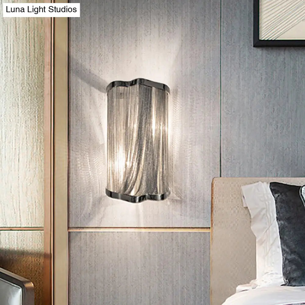DecorBites™ Contemporary Tassels Aluminum Flush Wall Sconce - 1-Light Silver Finish Wall Mounted Light