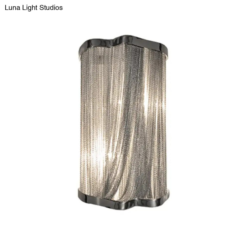 DecorBites™ Contemporary Tassels Aluminum Flush Wall Sconce - 1-Light Silver Finish Wall Mounted Light