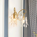 DecorBites™ Contemporary Teardrop Crystal Wall Mount Light with 2 Brass Sconce Lights for Bedroom