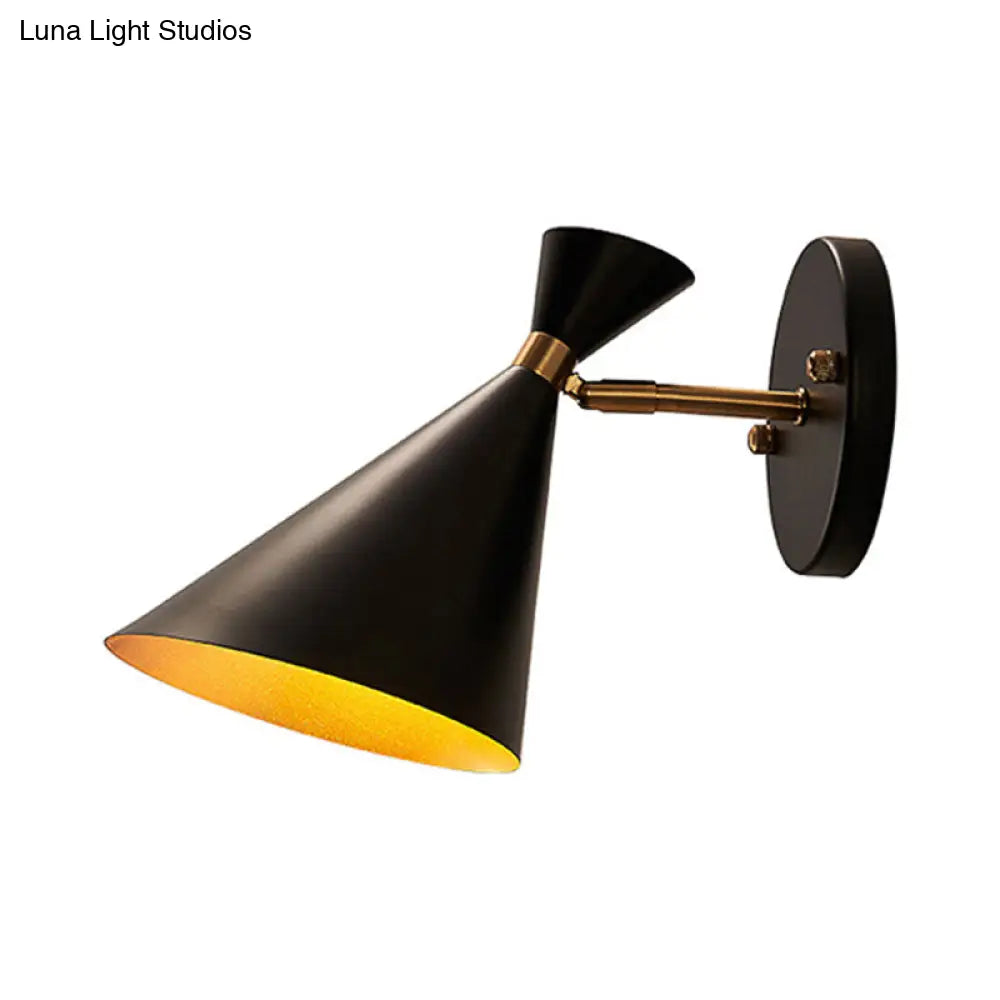 DecorBites™ Contemporary Trumpet Wall Sconce Light in Black/White/Gold with Adjustable Arm and 1-3 Lights