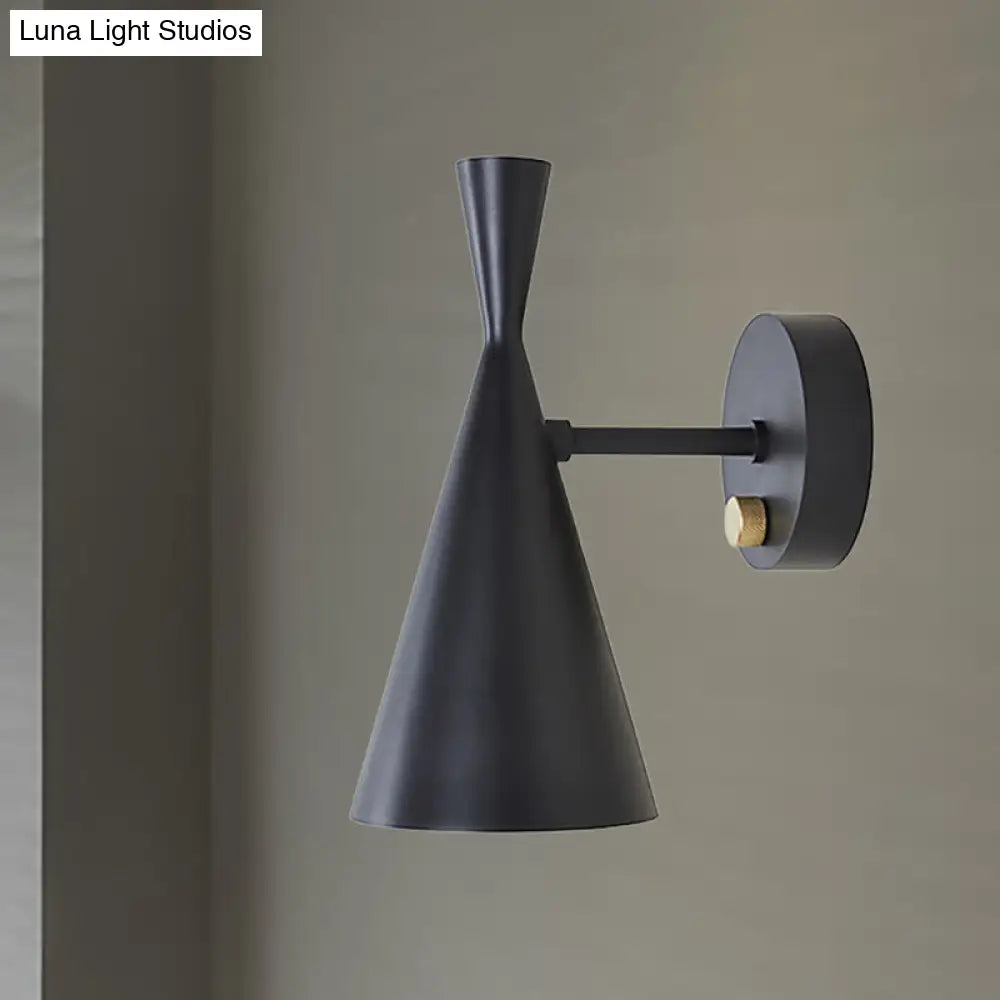 DecorBites™ Contemporary Trumpet Wall Sconce Light in Black/White/Gold with Adjustable Arm and 1-3 Lights