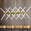 DecorBites™ Contemporary Tubular Acrylic Island Light: 20-Head Gold Pendant with Extendable Rod