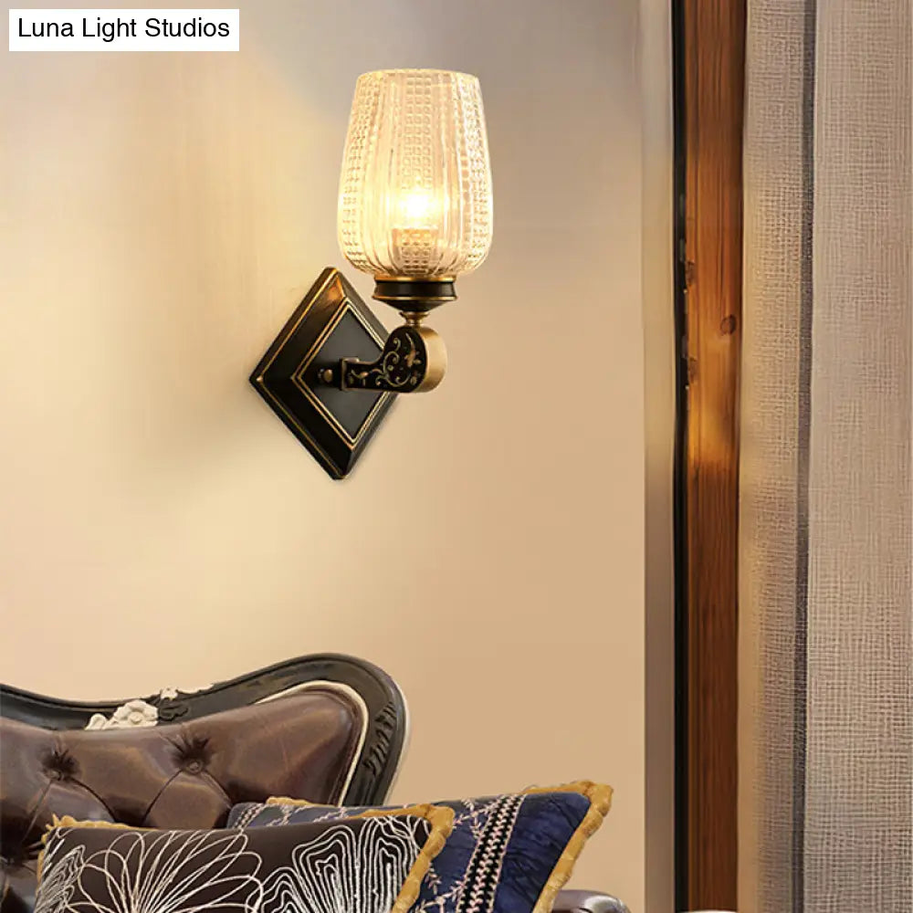 DecorBites™ Contemporary Wall Mounted Light with Clear Textured Glass - Brass Finish