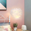 DecorBites™ Contemporary White Feather Flush Wall Sconce - 1 Bulb Fabric Wall Mounted Light for Bedside