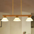 DecorBites™ Contemporary Wood Linear Island Ceiling Light - 3 Head Dining Room Hanging Lamp Kit with Gold/Black Rod