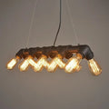 DecorBites™ Copper and Black Industrial Kitchen Island Pendant Light with Symmetric Piping and 10 Bulbs