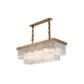 DecorBites™ Country Dining Room Island Lamp with Rectangular Crystal Shade - 8 Bulbs Hanging Light Kit
