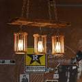 DecorBites™ Country Style Cylinder Kitchen Island Pendant Lamp with Wooden Board - 3 Heads