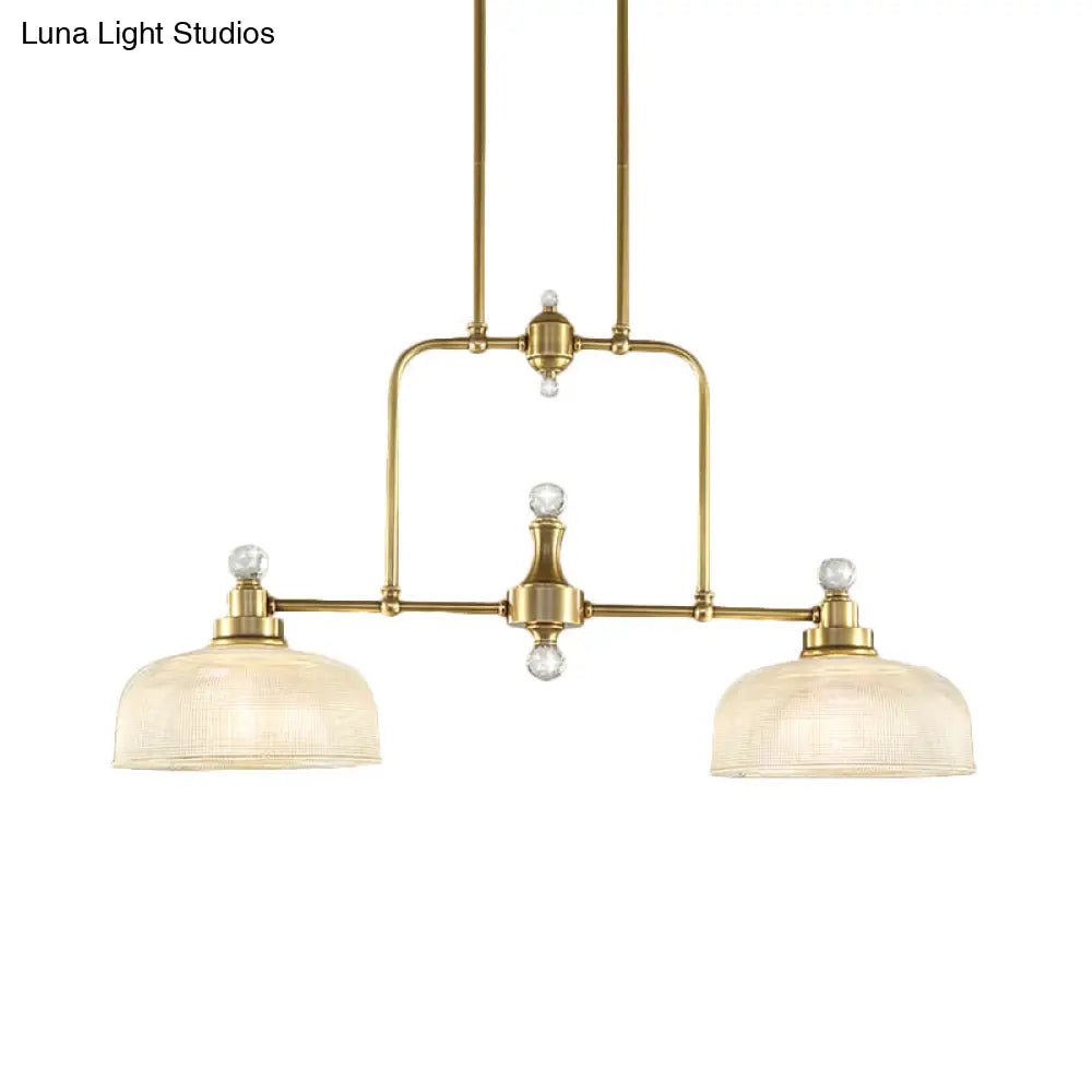DecorBites™ Country Style Gold Island Pendant with Clear Prismatic Glass and 2 Bulbs - Metal Hanging Light Kit