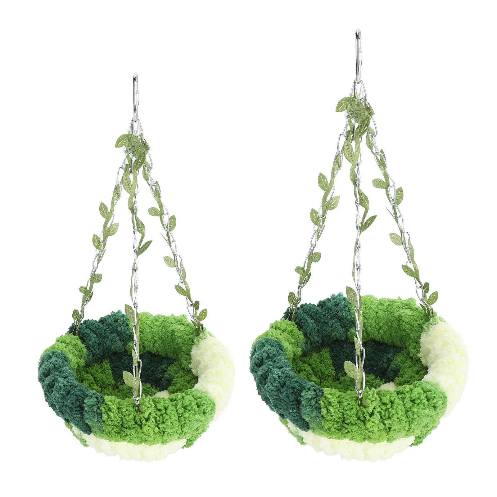 DecorBites™ Cozy Coral Fleece Parrot Hammock - Green