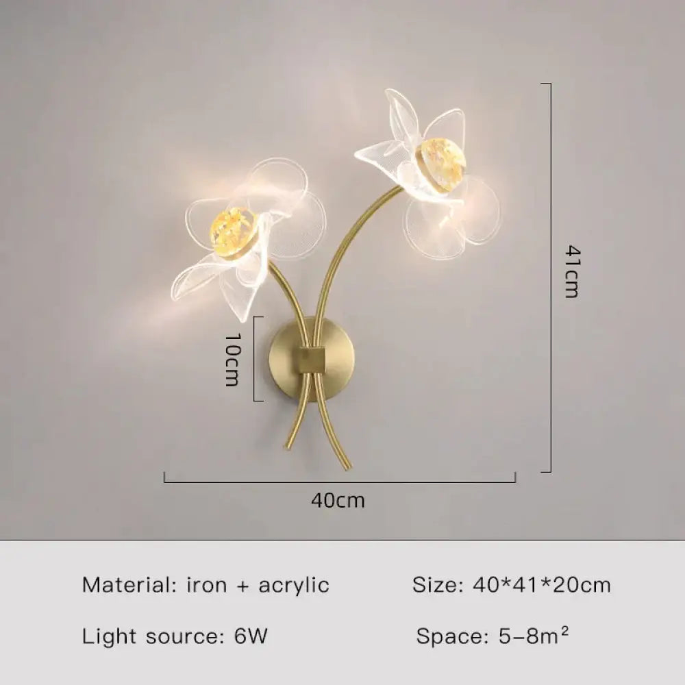 DecorBites™ Creative Floral Decorative Gold LED Wall Lamp For Bedroom Bedside Living Room Lighting Fixture