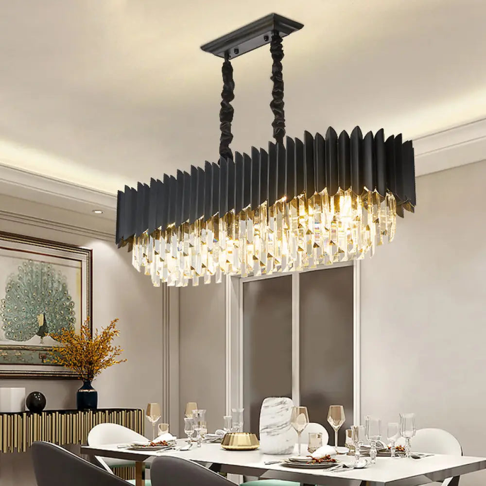 DecorBites™ Crystal 6/8- Ceiling Suspension Crystal Chandelier Lamp Light in Black