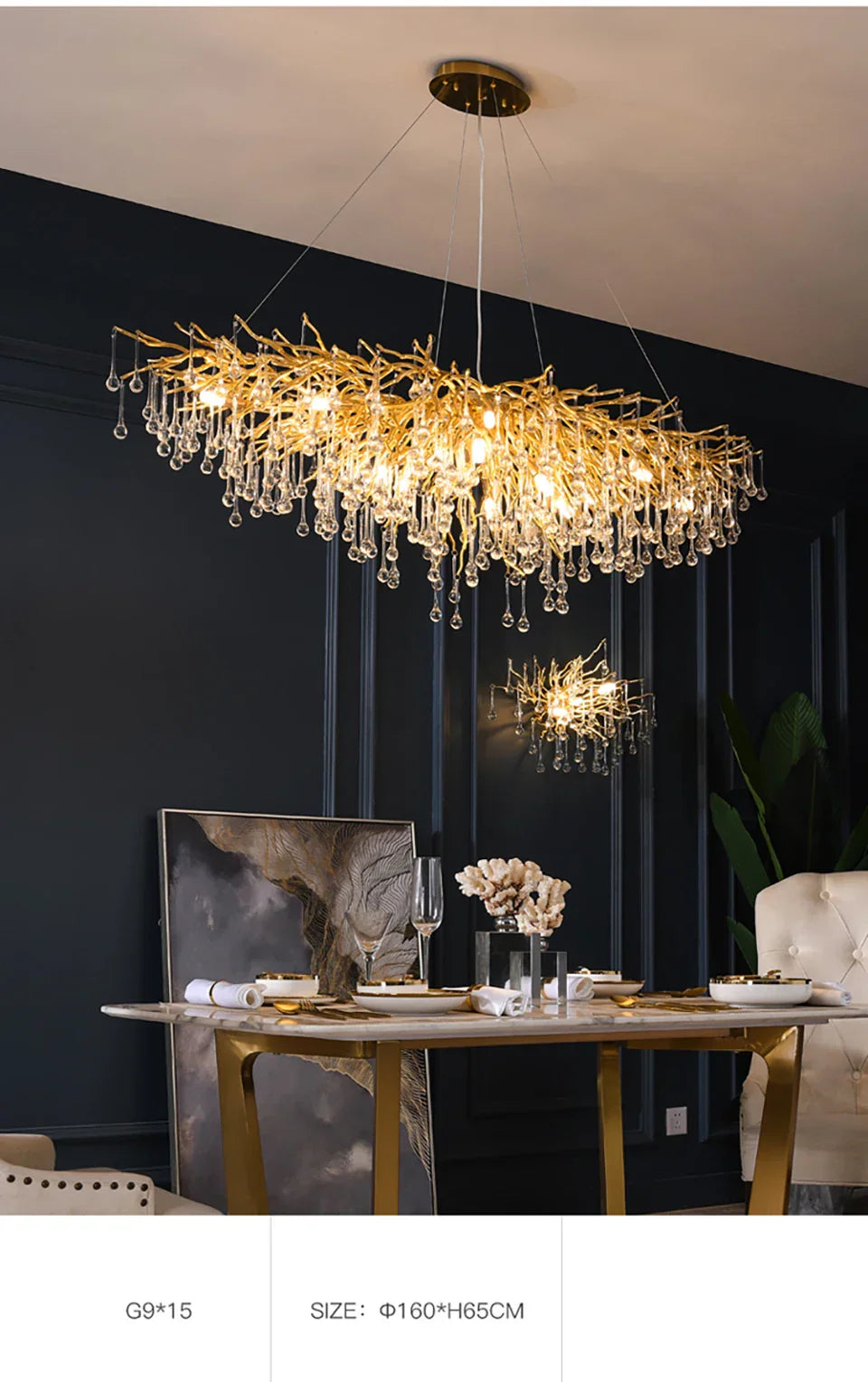 DecorBites™ Crystal Chandelier with Raindrop Crystals
