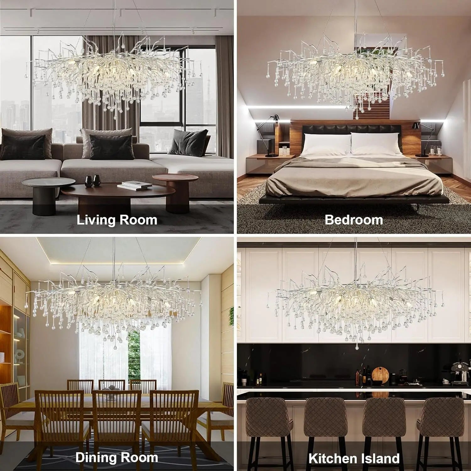 DecorBites™ Crystal Chandelier with Raindrop Crystals