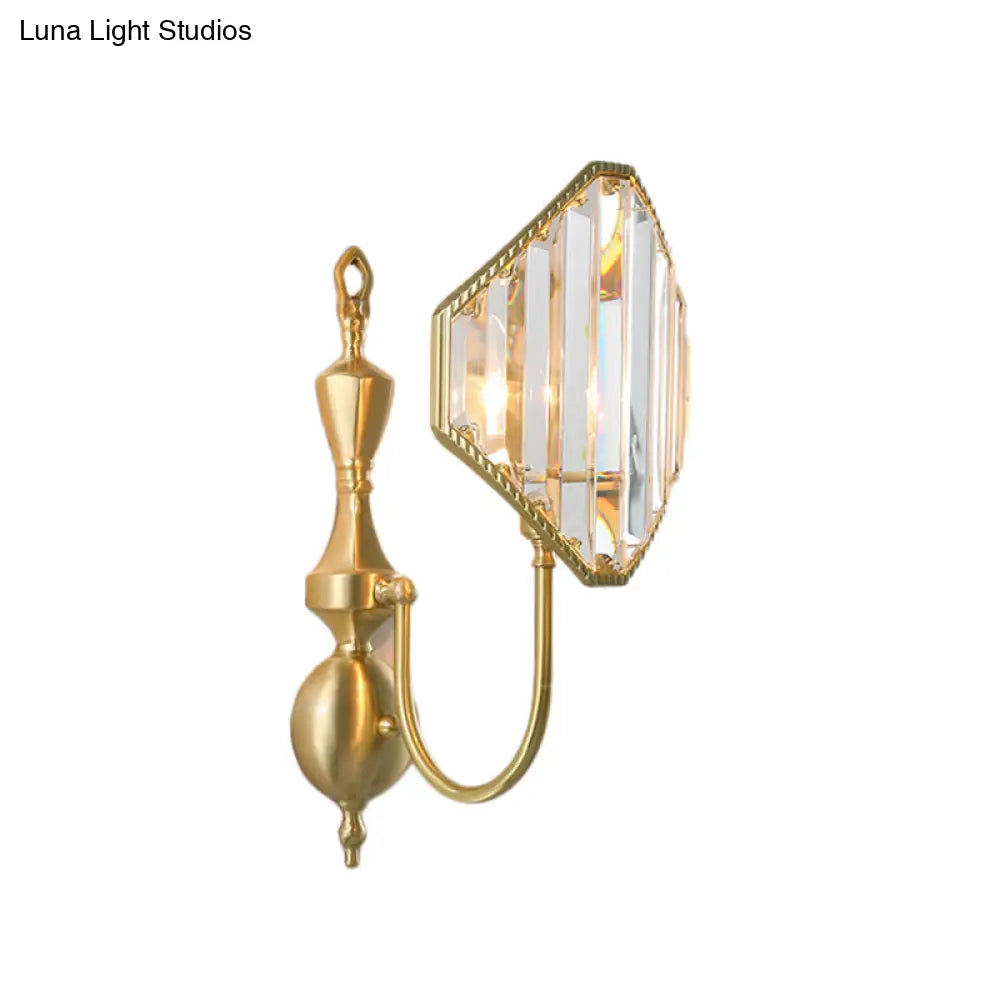 DecorBites™ Crystal Prism Wall Mount with Gold Rhombus Shade - Modern Wall Lighting