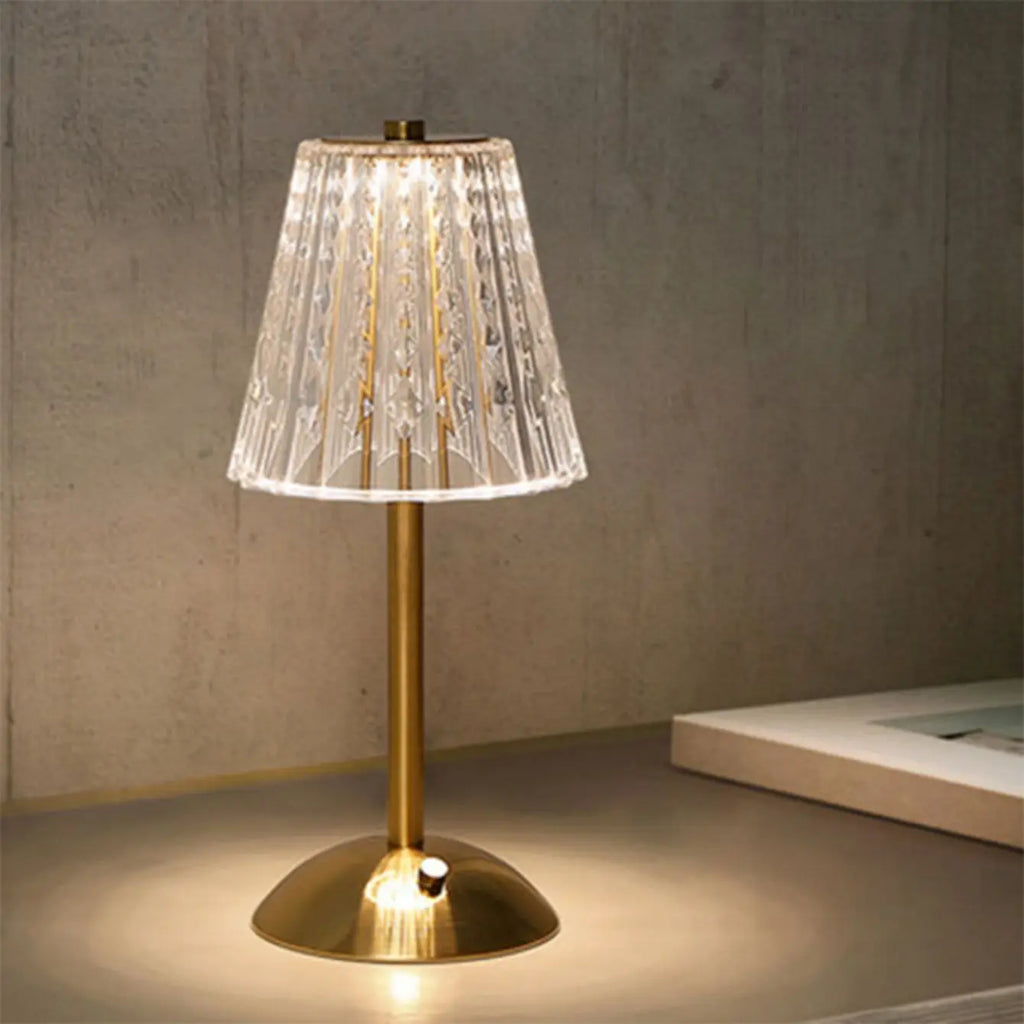 DecorBites™ Crystal retro table lamp  bedroom bedside lamp luxurious atmosphere lamp rechargeable dimming LED light
