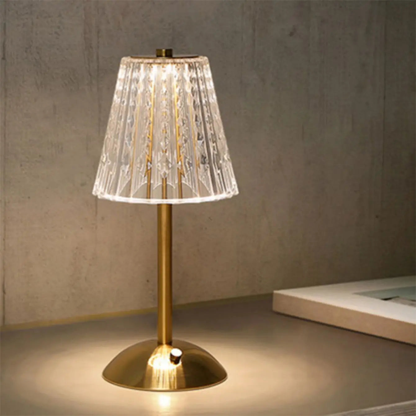 DecorBites™ Crystal retro table lamp  bedroom bedside lamp luxurious atmosphere lamp rechargeable dimming LED light