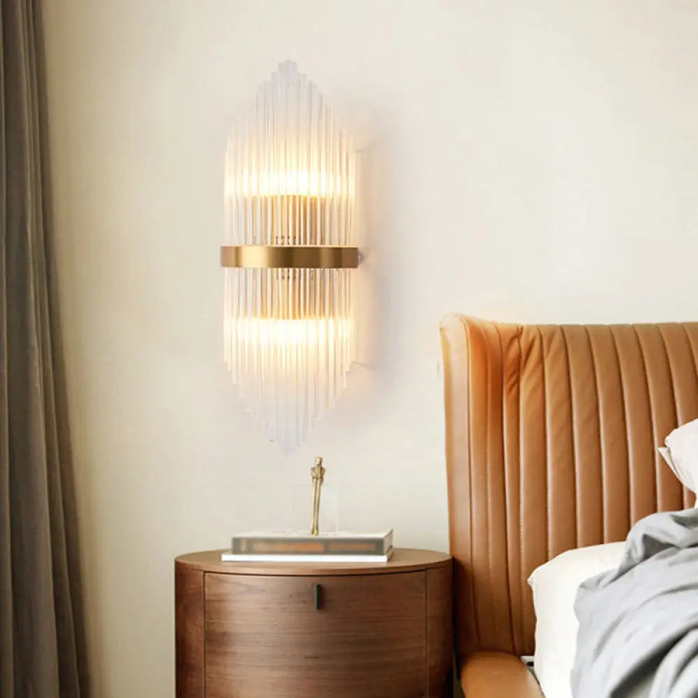 DecorBites™ Crystal Rod Wall Sconce in Gold - Elegant Dual Bulb Lighting for Living Room Walls