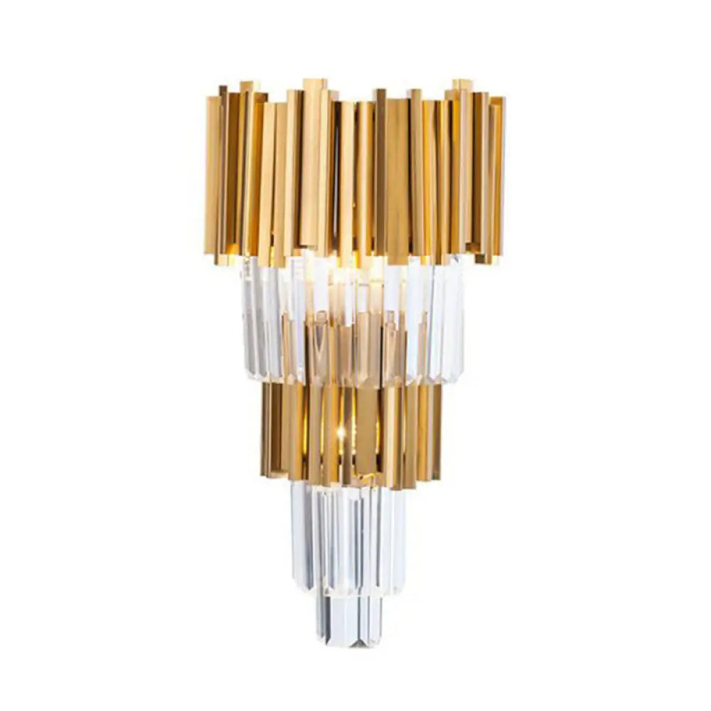 DecorBites™ Crystal Rod Wall Sconce in Gold - Elegant Dual Bulb Lighting for Living Room Walls