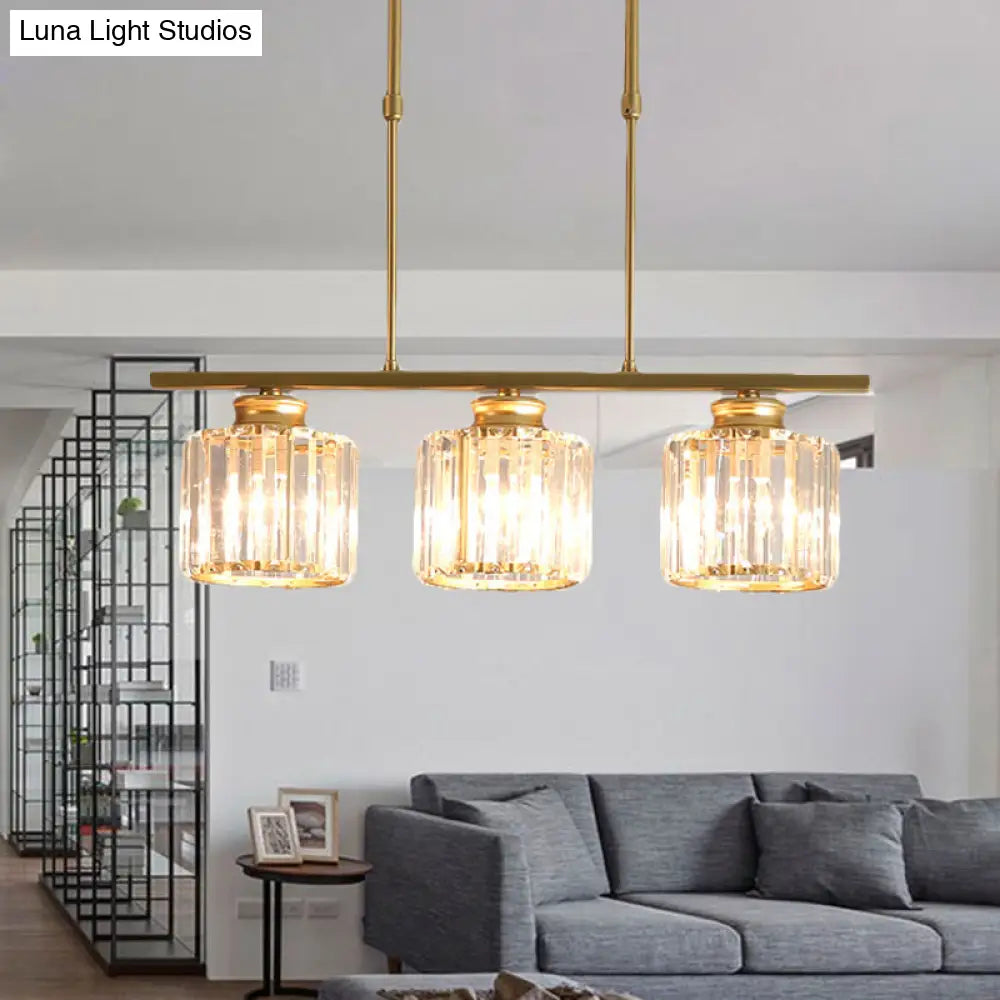 DecorBites™ Crystal Shaded Ceiling Pendant Light for Modern Dining Room in Brass