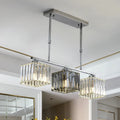 DecorBites™ Cube Island Ceiling Light Modern Crystal Shaded Pendant, Chrome Finish - 3/4 Lights, Table Overhead