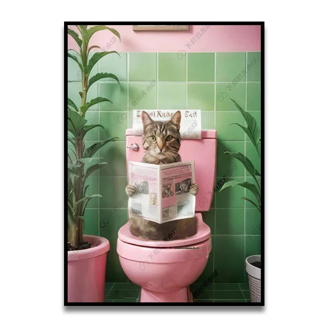 DecorBites™ Cute Cat Bathroom Canvas Wall Art