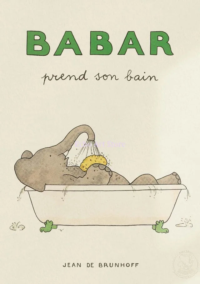 DecorBites™ Cute Elephant Family Cartoon Poster for Kids Room