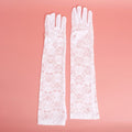 Women’s Long White Lace Bridal Gloves Elegant Formal Accessory