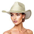 Fashion Cowboy Hat Gold Metallic Glittering Stylish Statement Accessory