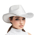 Fashion Cowboy Hat Silver Metallic Glittering Stylish Statement Accessory