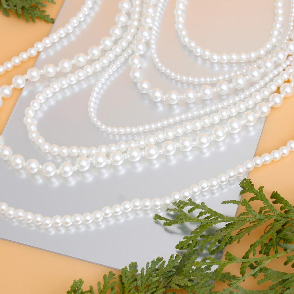 Pearl Necklace 7 Strand Long Layered White Statement Jewelry for Women