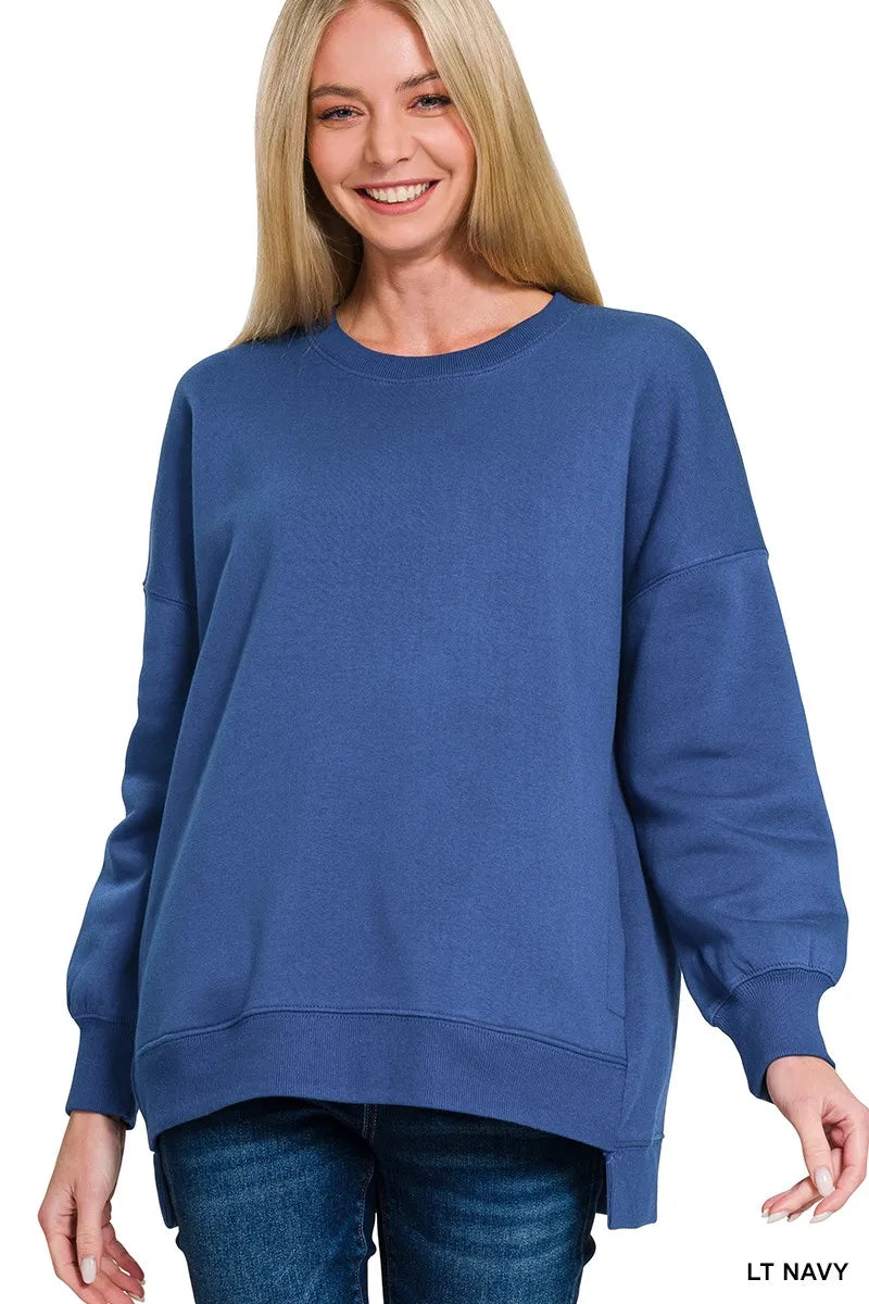 Fleece Hi-low Boyfriend Sweatshirts with Pockets