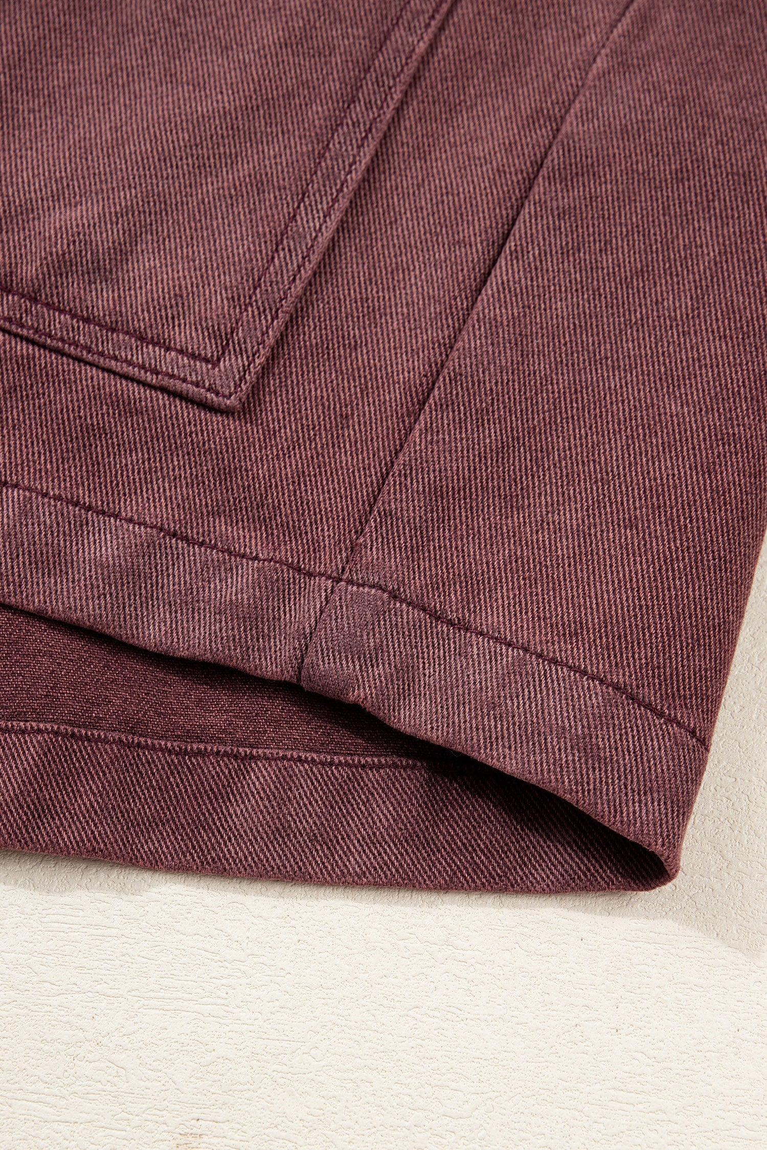 Coffee Corduroy Collar Zipped Front Denim Jacket