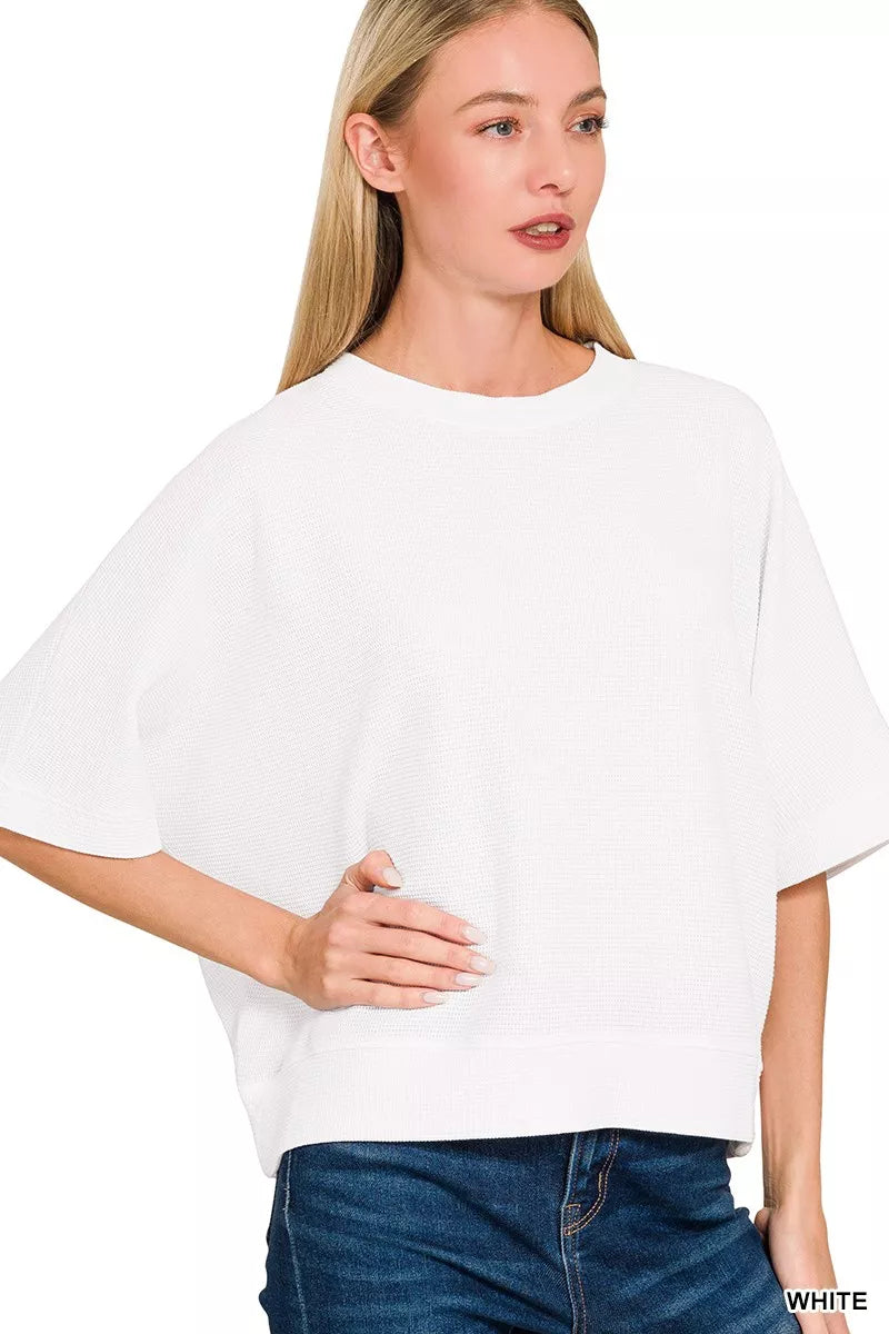 Double Knit Banded Bottom Short Sleeve Top