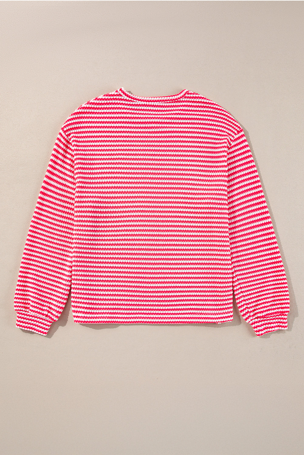 Khaki Stripe Round Neck Drop Shoulder Long Sleeve Top