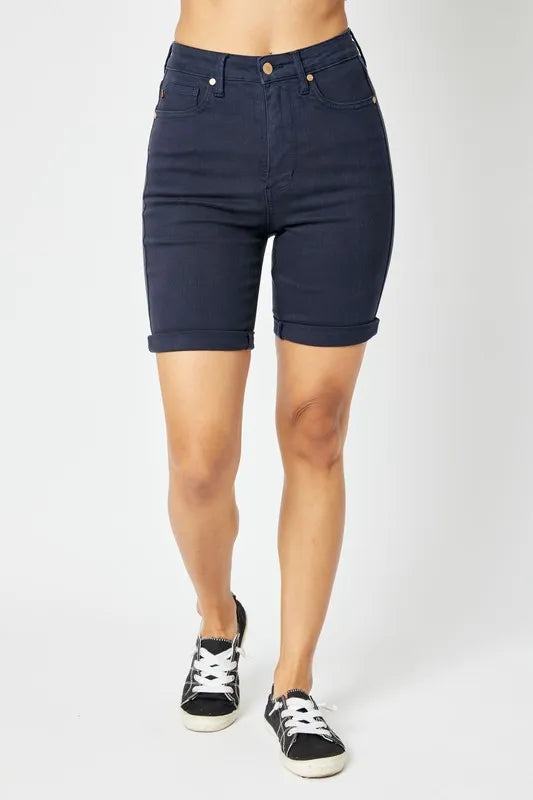 Full Size High Waist Tummy Control Bermuda Shorts