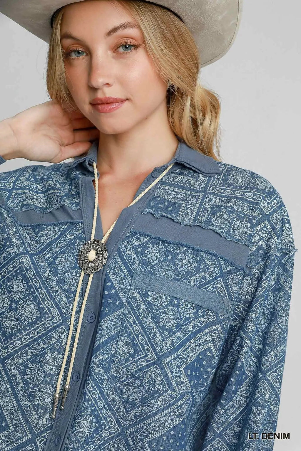 Paisley Print Denim Shirt Jacket