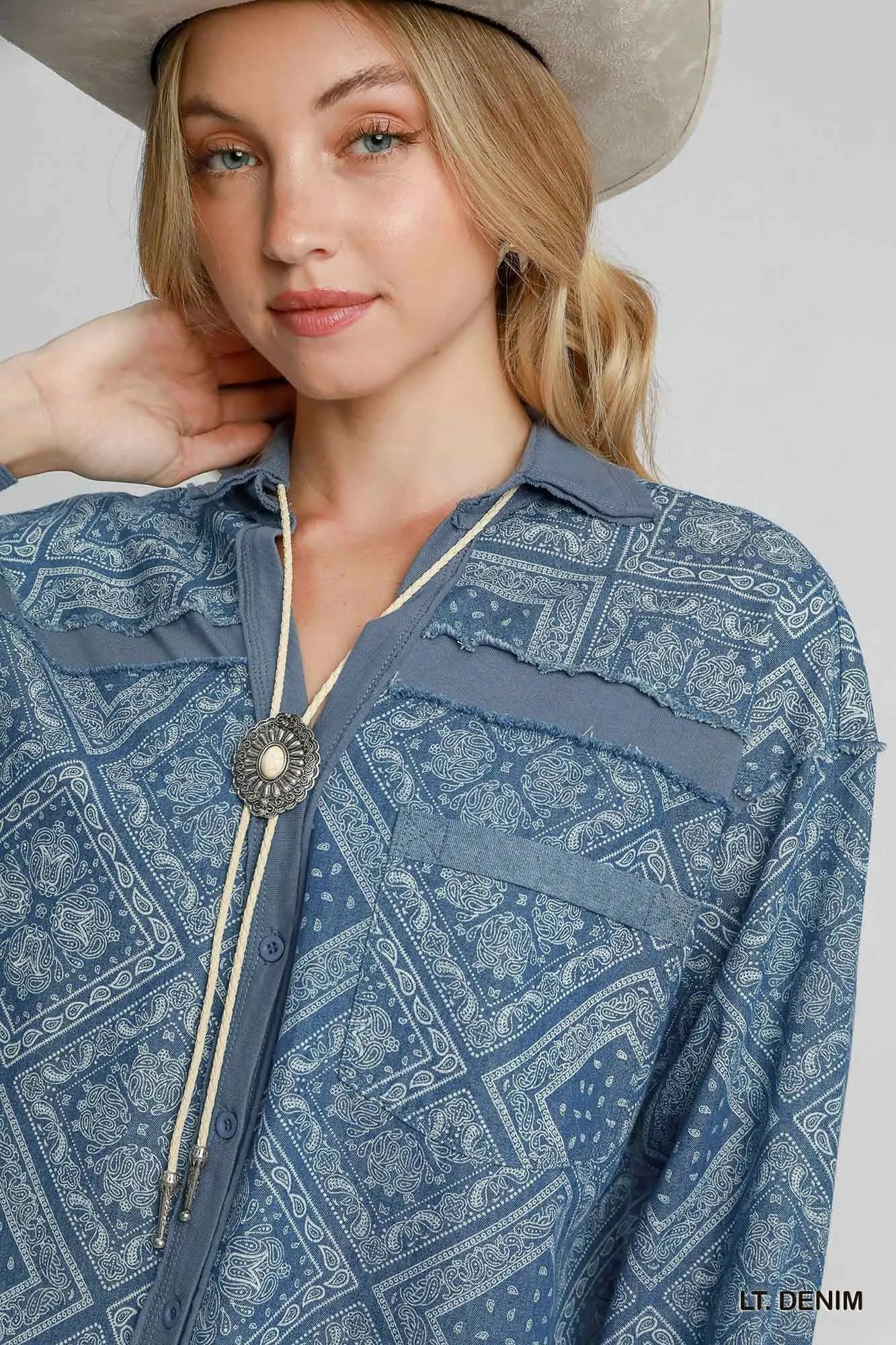 Paisley Print Denim Shirt Jacket