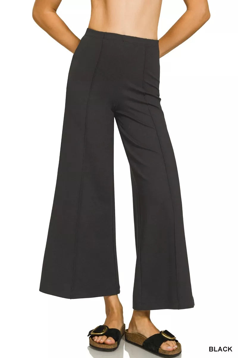 Heavy Ponte Elastic Waistband Pintuck Pants