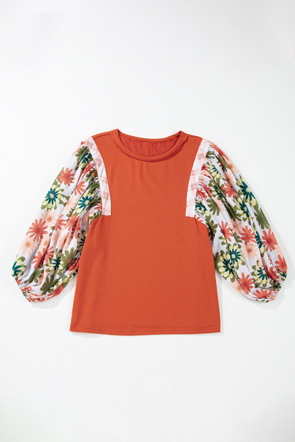 Desert Gold Floral Patchwork Sleeve Loose Top