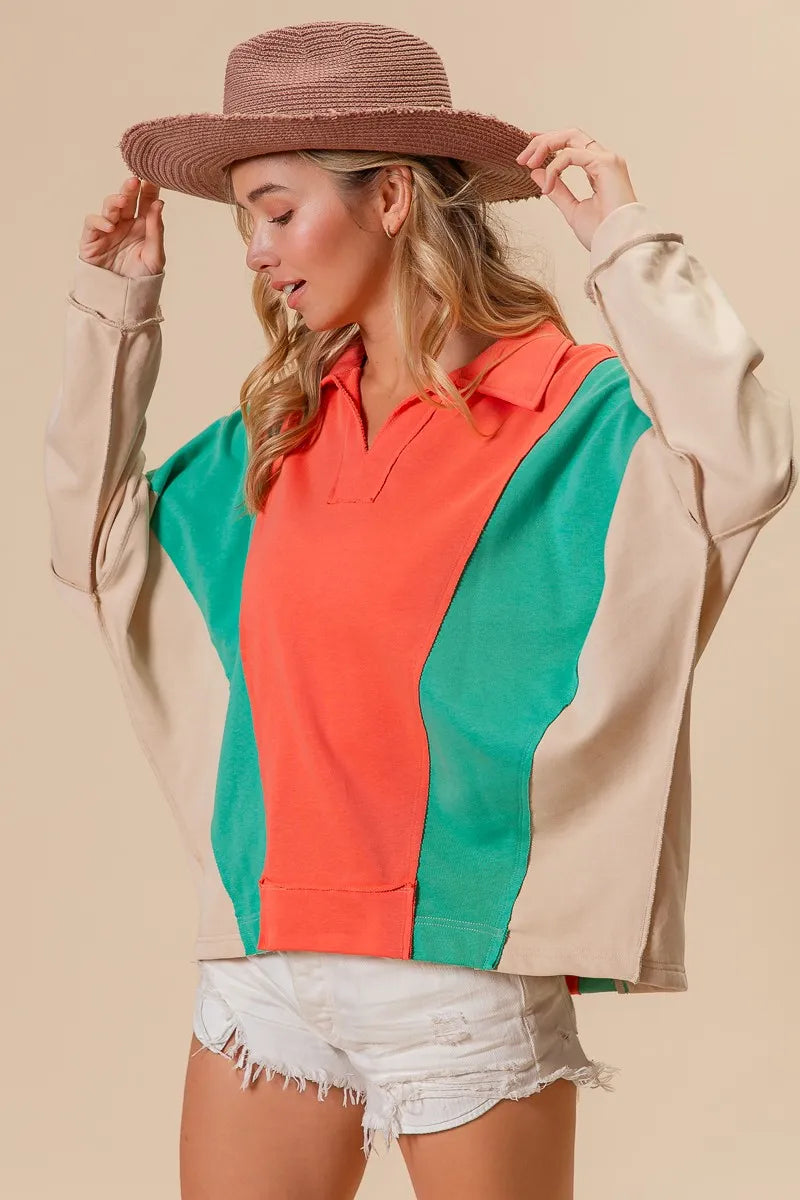Colorblock Exposed Seam French Terry Sweatshirt