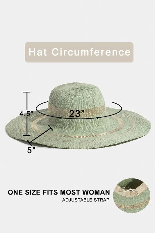 Metallic Accent Trim Floppy Sun Hat