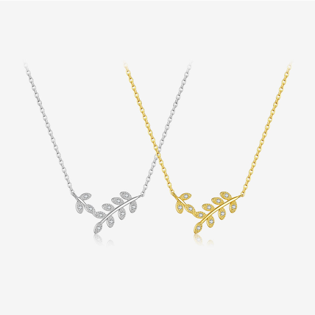 S925 Sterling Silver Leaf Shaped Necklace