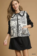 Toile Quilted Vest with Ruffle Collar