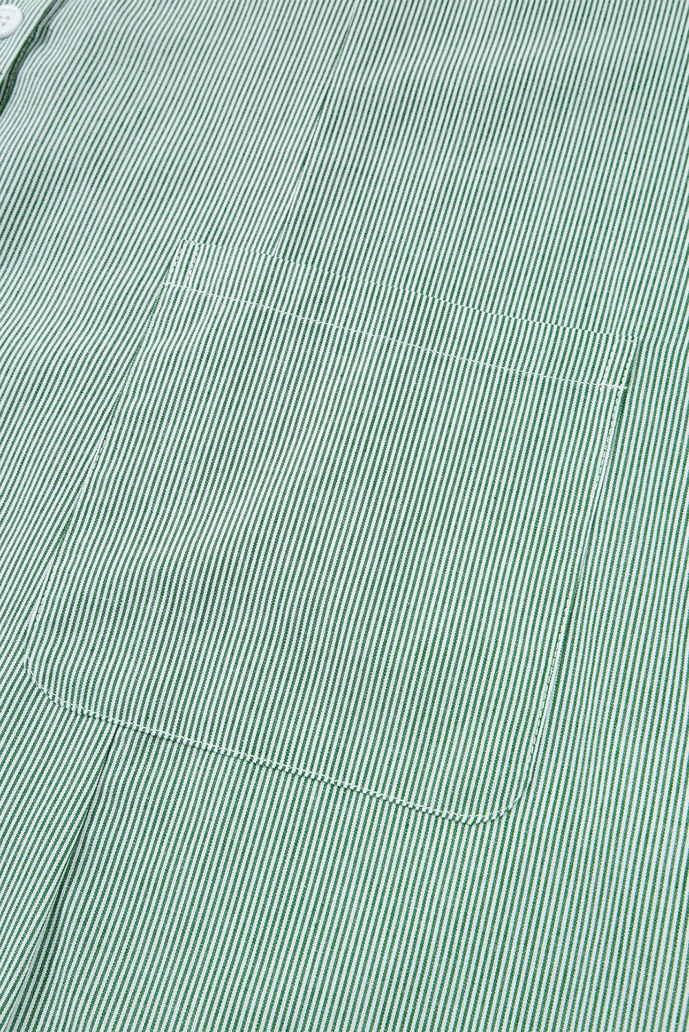 Green Stripe Frilled Sleeveless Collar Front Pocket Button Up Mini Dress